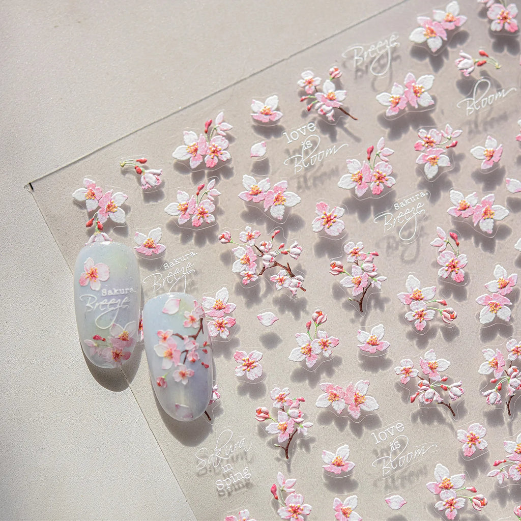 Sakura Cherry Blossom 5D Nail Art Stickers | Floral Decals Nail Art Stickers QXL
