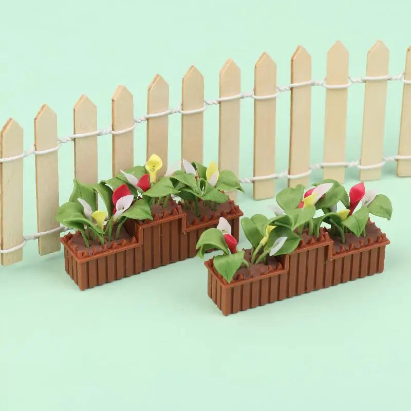 1:12 Dollhouse Miniature Calla Lily Potted Plant Ornament Dollhouse Miniature QXL