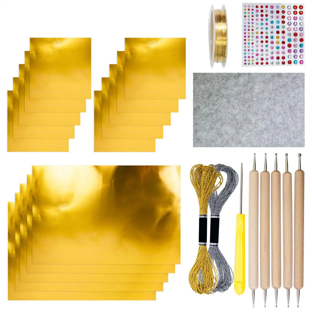 Foil Paper Craft Kit – Gold & Silver Christmas Engraving Art Foil Art Craft Kit QXL