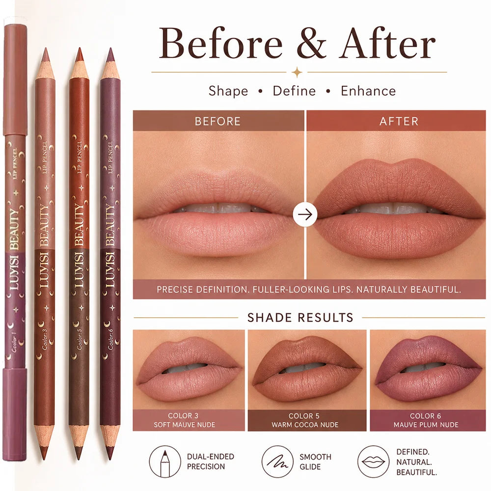 3-Piece Lip Liner Set – 2 Double-Tip Liners + Sharpener Lip Liner Set QXL