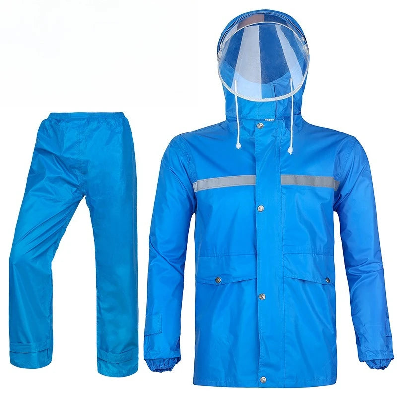 Waterproof Rain Suit | Jacket & Pants with Reflective Strips Waterproof Rain Suit QXL Blue XXXL