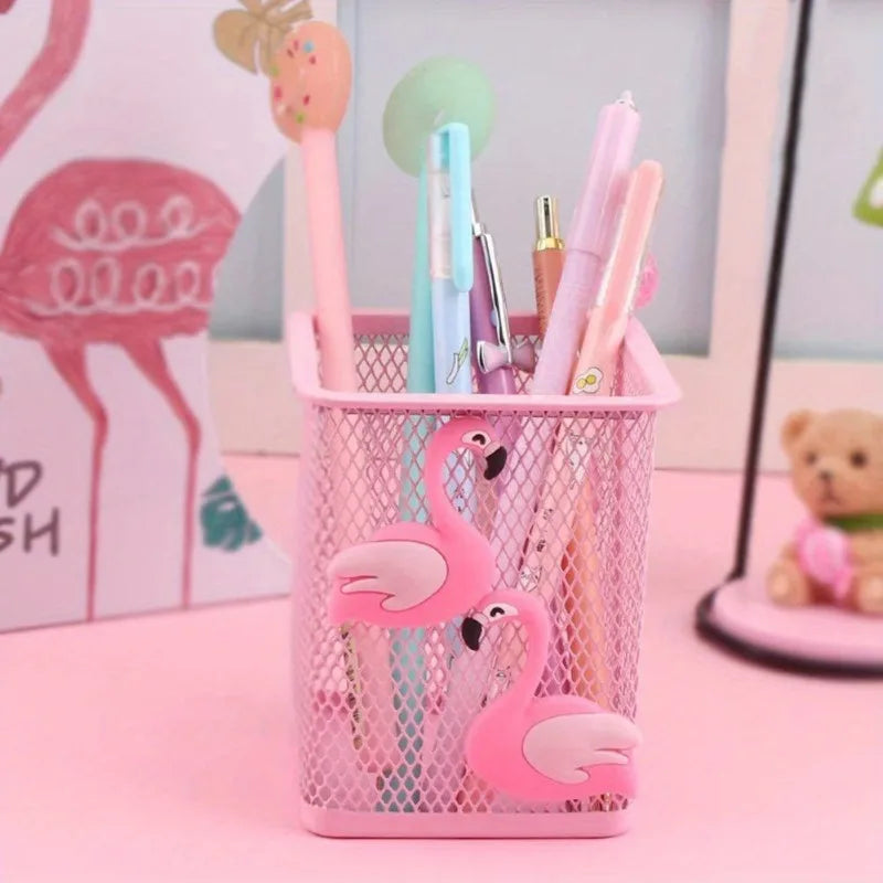 Pink Flamingo Metal Pen Holder | Stylish Desk Organizer Desk Pen Holder QXL 1pc