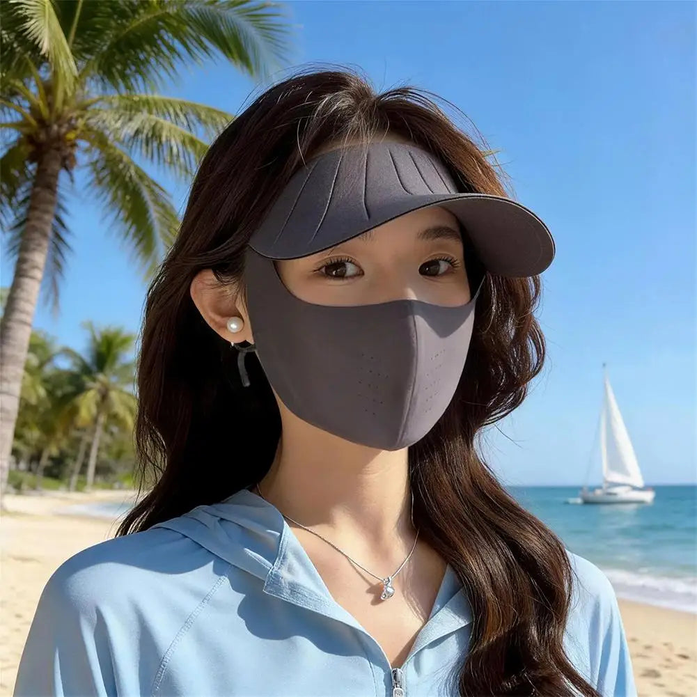 UPF50+ Sun Hat & Face Cover Set | Wide Brim UV Protection Sun Hat & Face Cover QXL