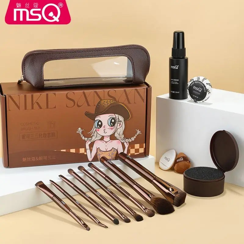 MSQ 8-Piece Double-Ended Makeup Brush Set | Foundation & Eye Makeup Brush Set QXL