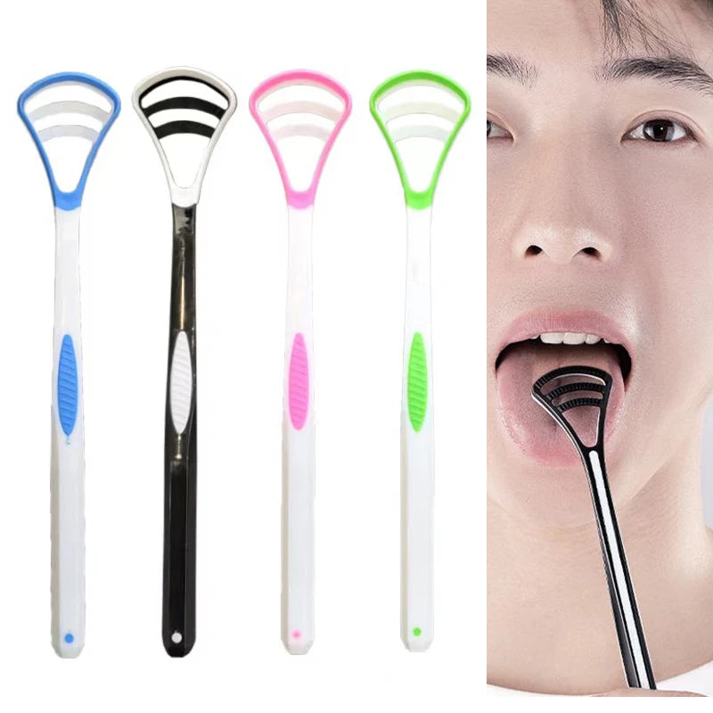 Dual-Sided Silicone Tongue Scraper & Brush | Fresh Breath Tongue Scraper QXL