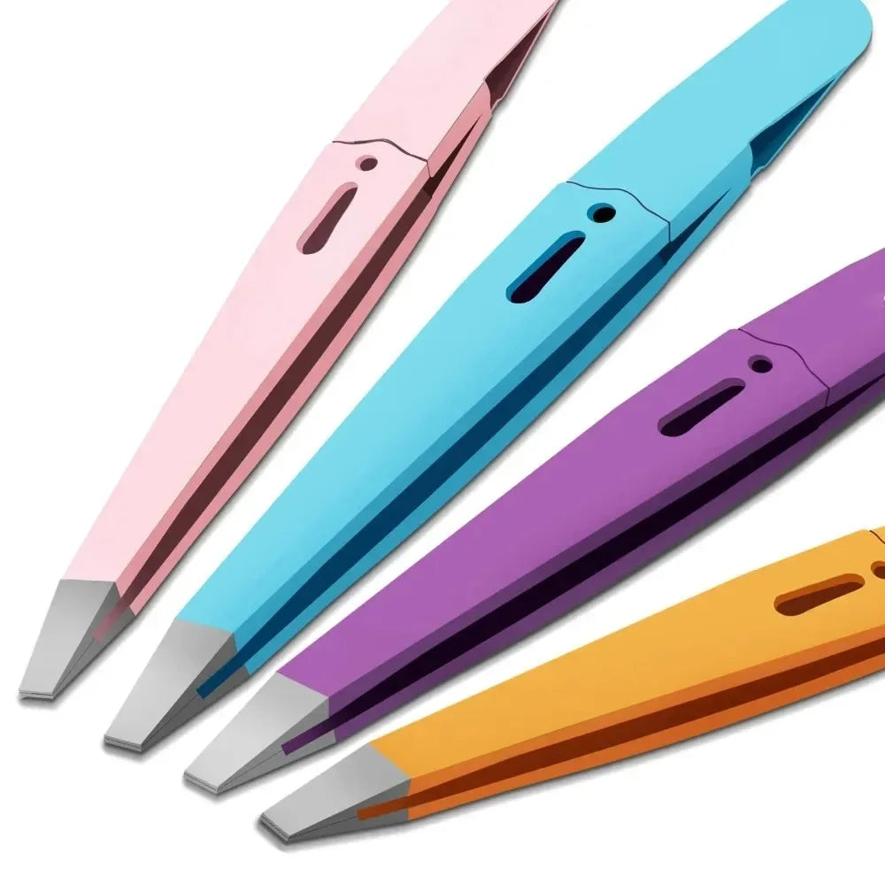 Colorful Slanted Eyebrow Tweezers | Stainless Steel Makeup Tool Eyebrow Tweezers QXL