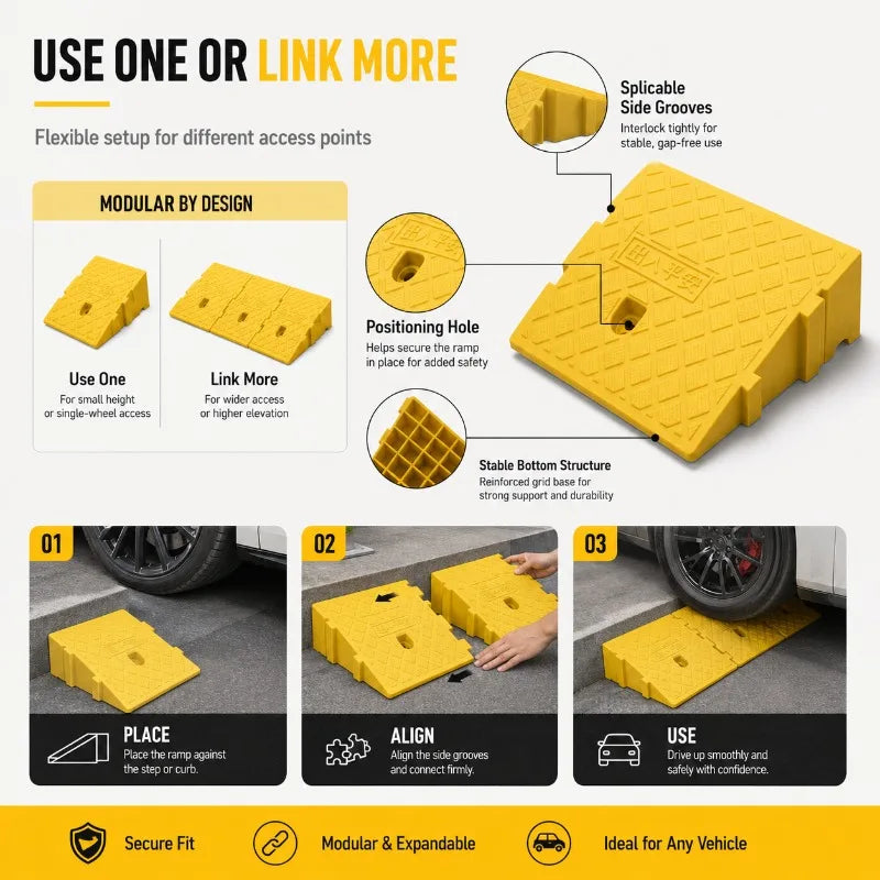 Heavy Duty PVC Curb Ramp 7/11/13cm | Anti-Slip Driveway Ramp Driveway Curb Ramp QXL