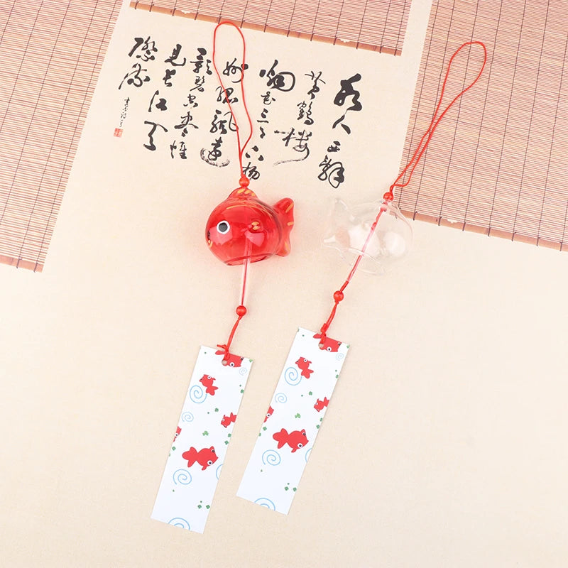 Japanese Glass Goldfish Wind Chime | Furin Garden Hanging Decor Glass Wind Chime QXL