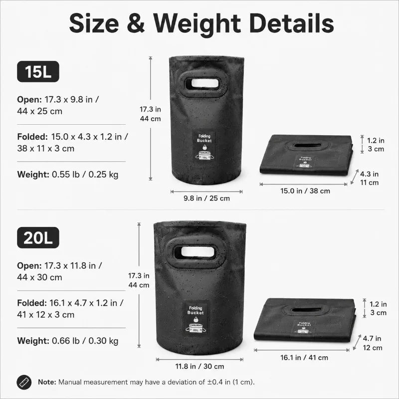 Collapsible Water Bucket 15L/20L | Camping & Outdoor Use Collapsible Water Bucket QXL