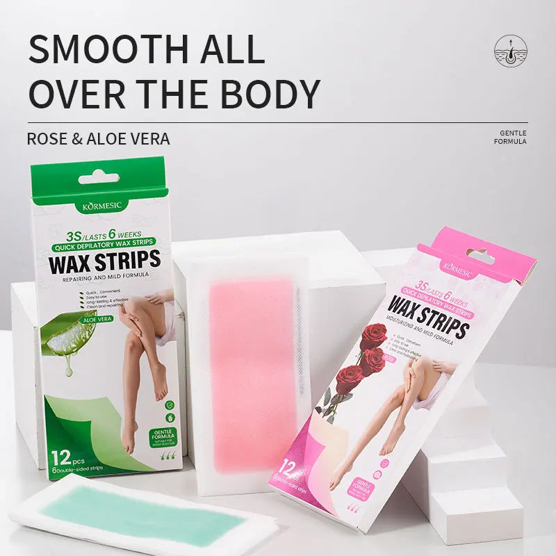 12-Pack Double-Sided Cold Wax Strips for Leg & Body Hair Cold Wax Strips QXL