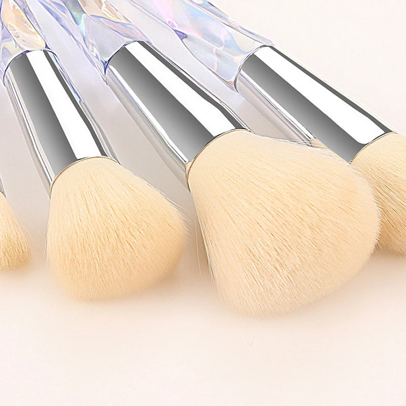 10-Piece Crystal Makeup Brush Set | Powder, Blush & Eye Makeup Brush Set QXL
