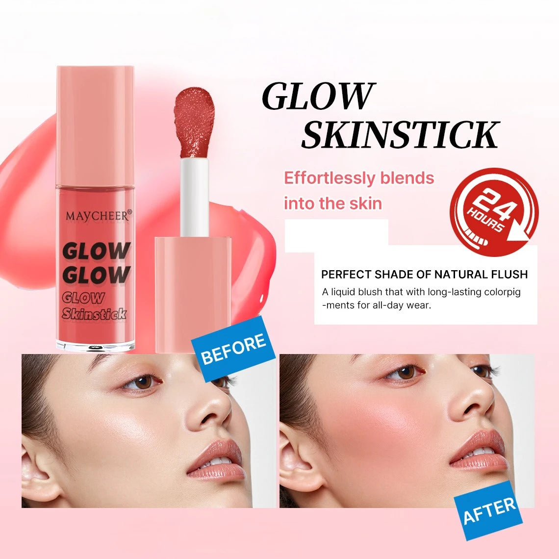Long-Lasting Liquid Blush – Shimmer Glow Face Contour Liquid Blush QXL