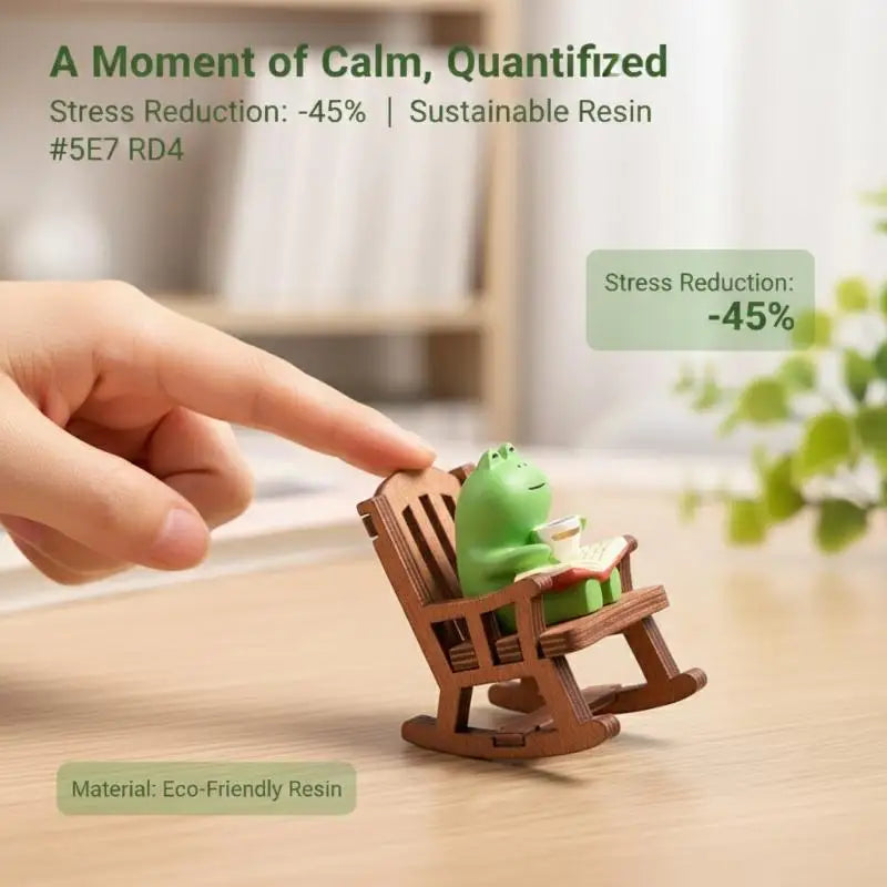 Japanese Mini Frog Rocking Chair Resin Ornament | Desk Decor Resin Figurine Ornament QXL