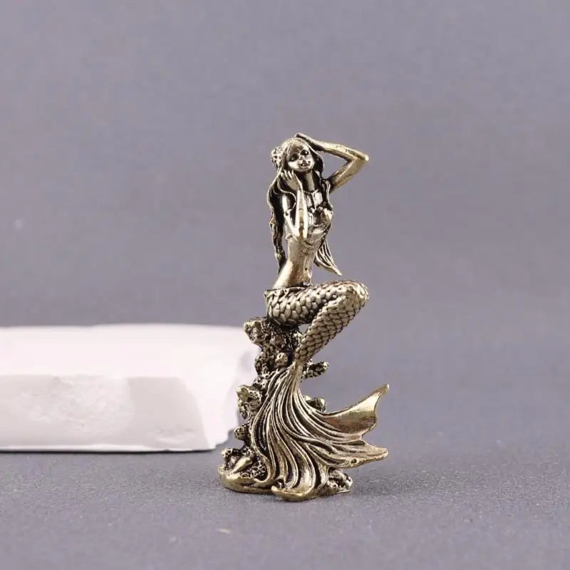 Mini Brass Mermaid Figurine Statue | Home Décor & Gift Decorative Figurine QXL Default Title