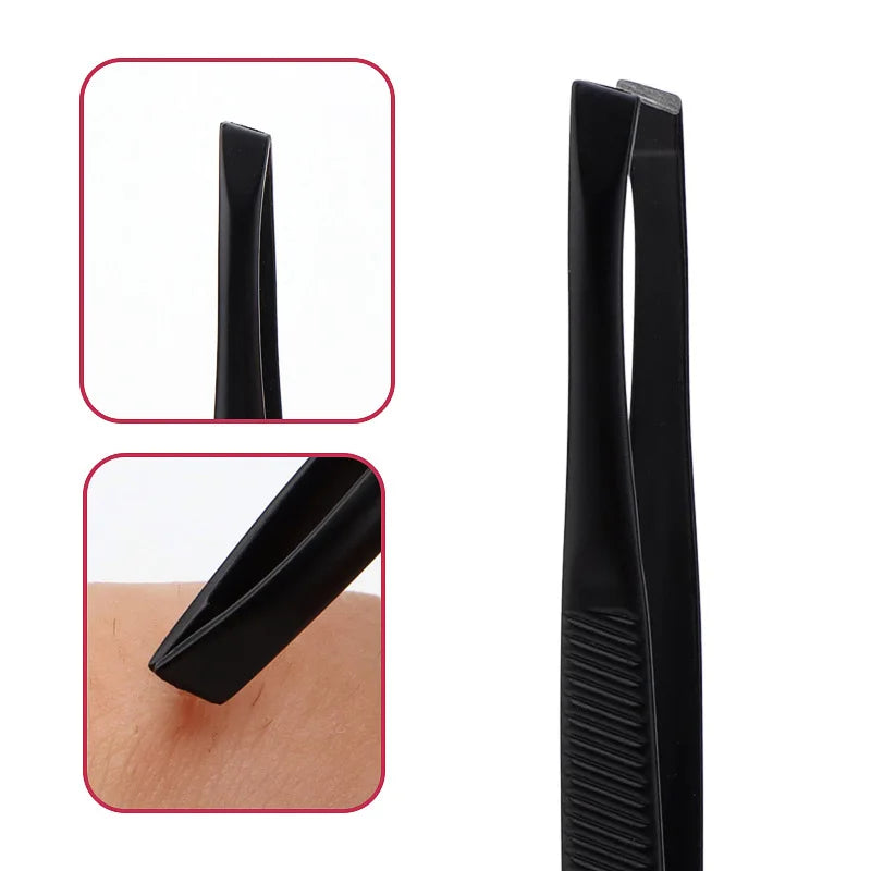 Curved Stainless Steel Eyebrow Tweezers | Half Gold Plated Eyebrow Tweezers QXL