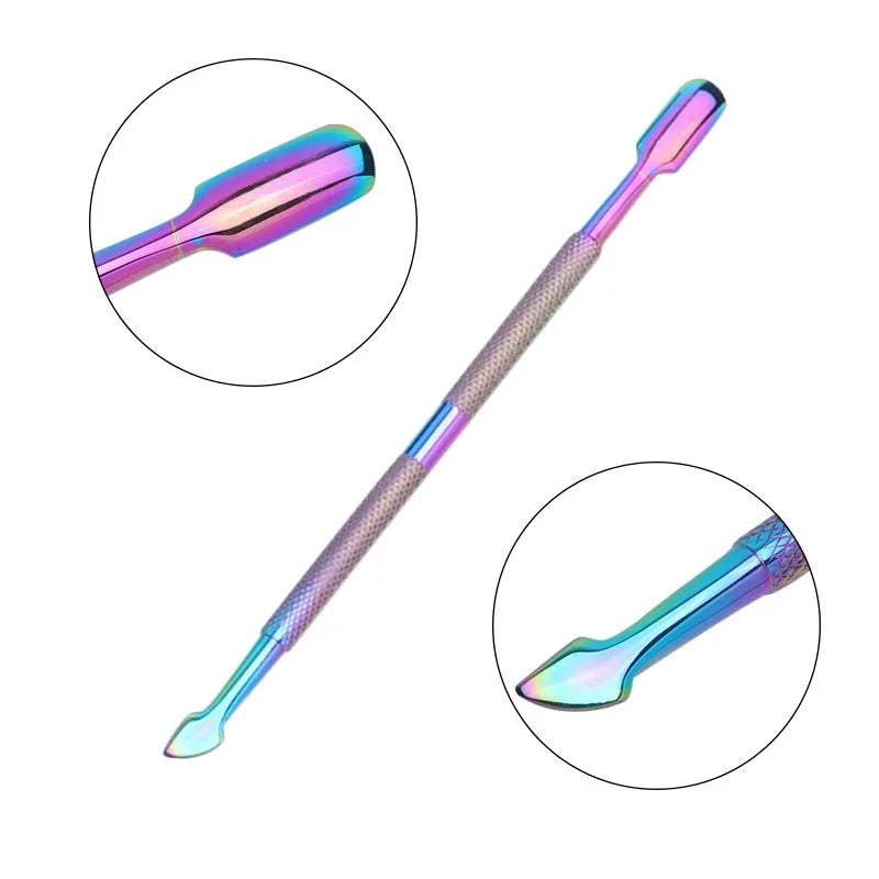 Rainbow Stainless Steel Cuticle Pusher & Nail Art Tool Cuticle Pusher Tool QXL