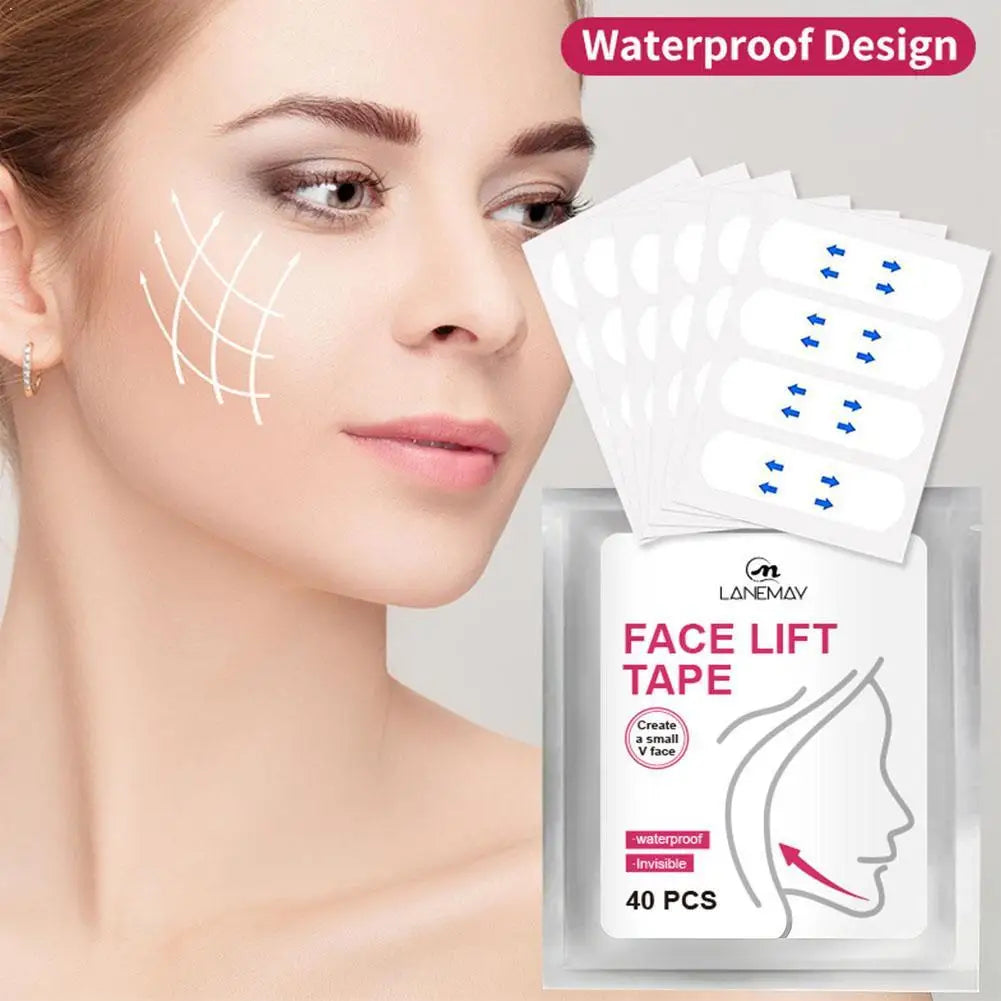 Invisible Face Lift Tape | V-Shape Chin Firming Patches 40pc Face Lifting Tape QXL