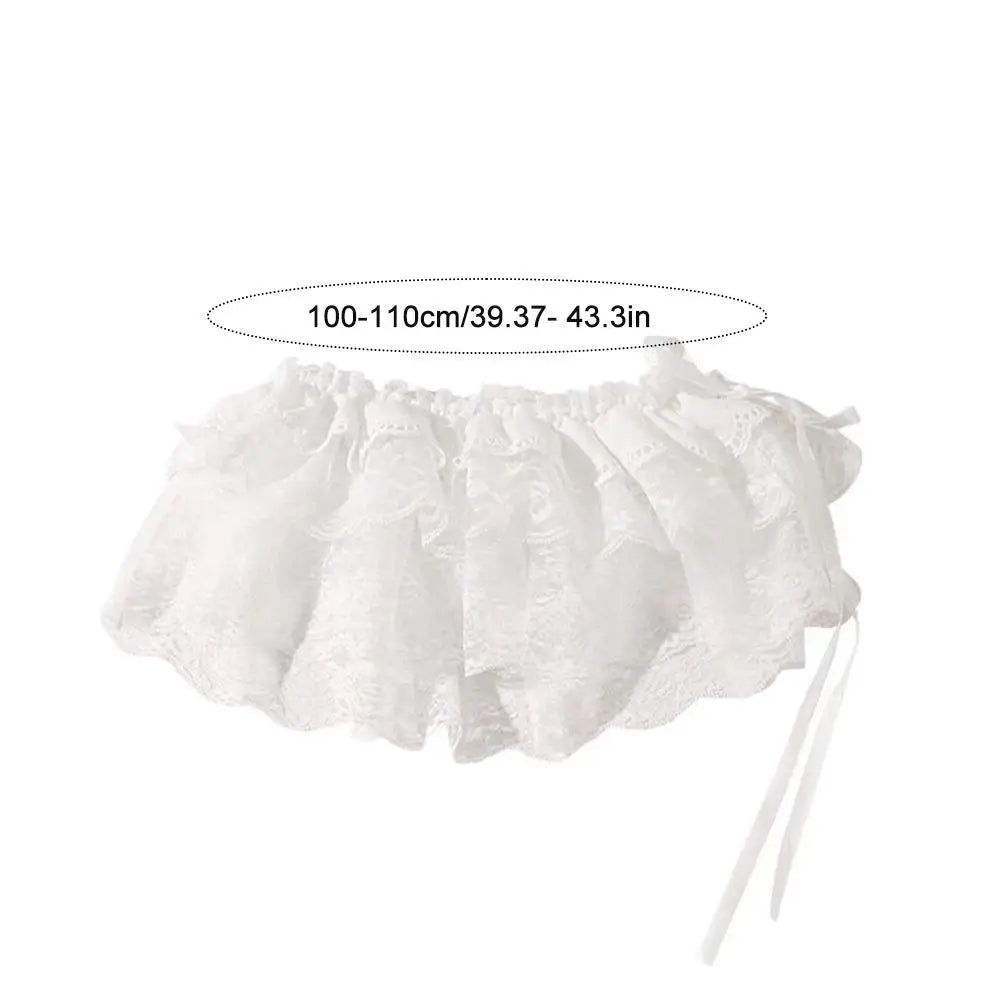 Y2K Lace Layered Skirt Belt | Ruffle Harajuku Streetwear Layered Skirt Belt QXL