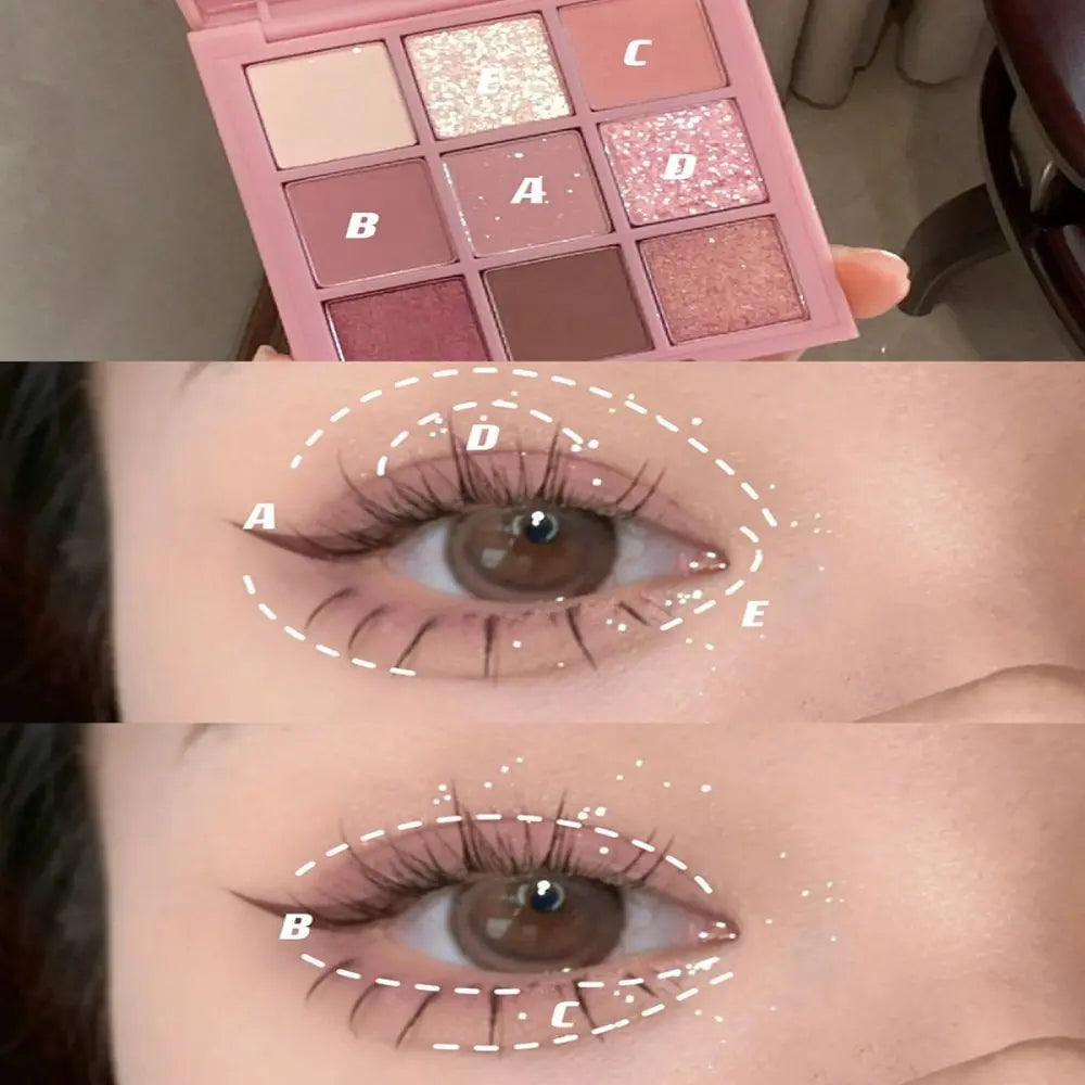 MAXFINE 9-Color Glitter Eyeshadow Palette | Shimmer & Matte Eyeshadow Palette QXL