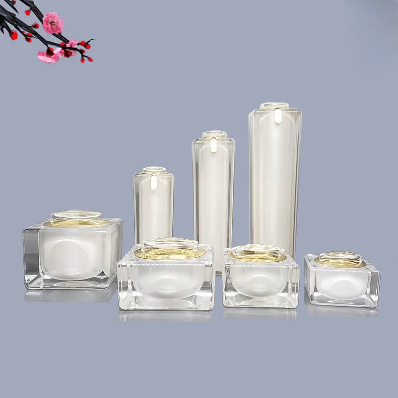 Square Acrylic Pump Bottle 30/50/100ml | Refillable Travel Refillable Pump Bottle QXL