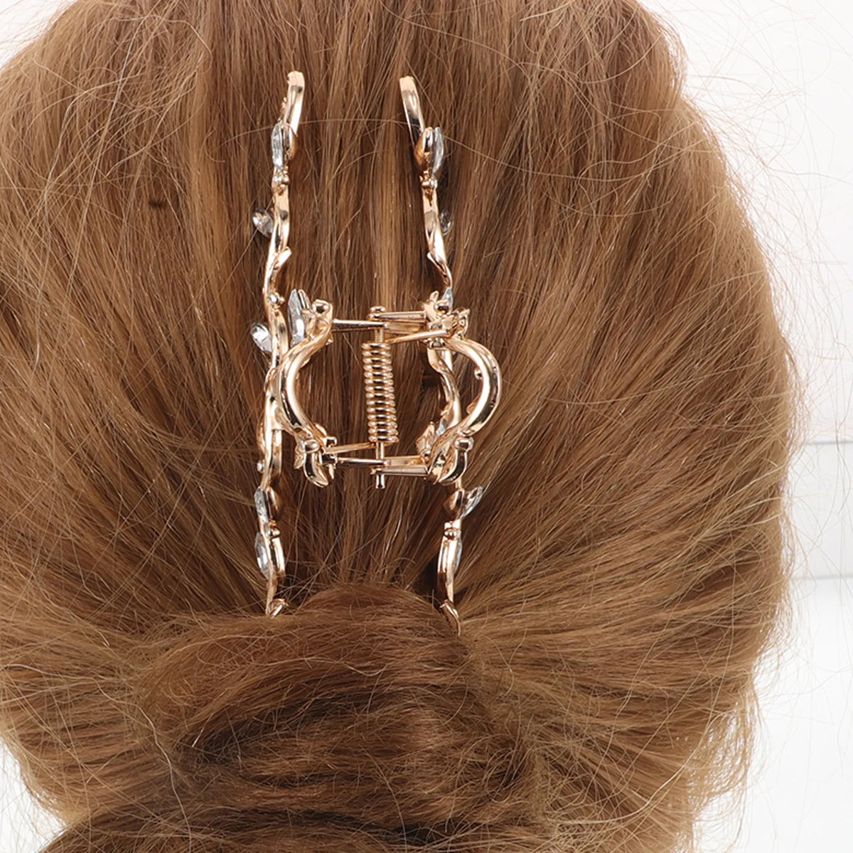2-Pack Leaf Rhinestone Hair Claw Clips | Crystal Alloy Bun Grip Rhinestone Hair Clips QXL