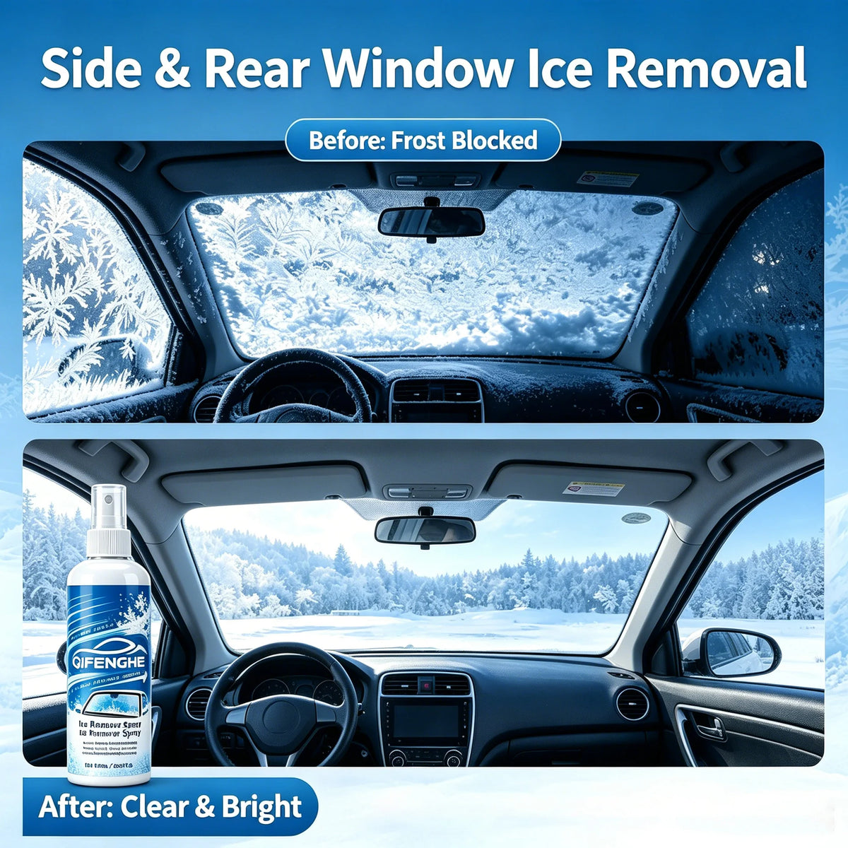 100ml Ice & Snow Remover Spray | Car Windshield Deicing Automotive Deicing Spray QXL