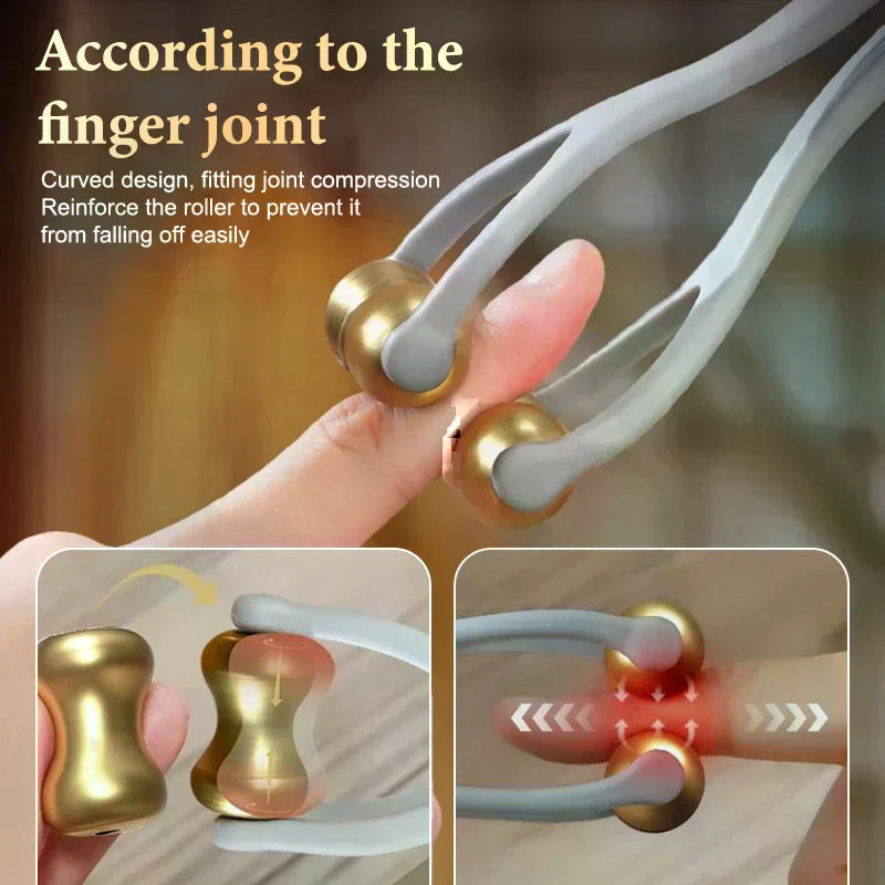 Brass Dual-Row Finger Roller Massager | Bian Stone Tool Finger Roller Massager QXL
