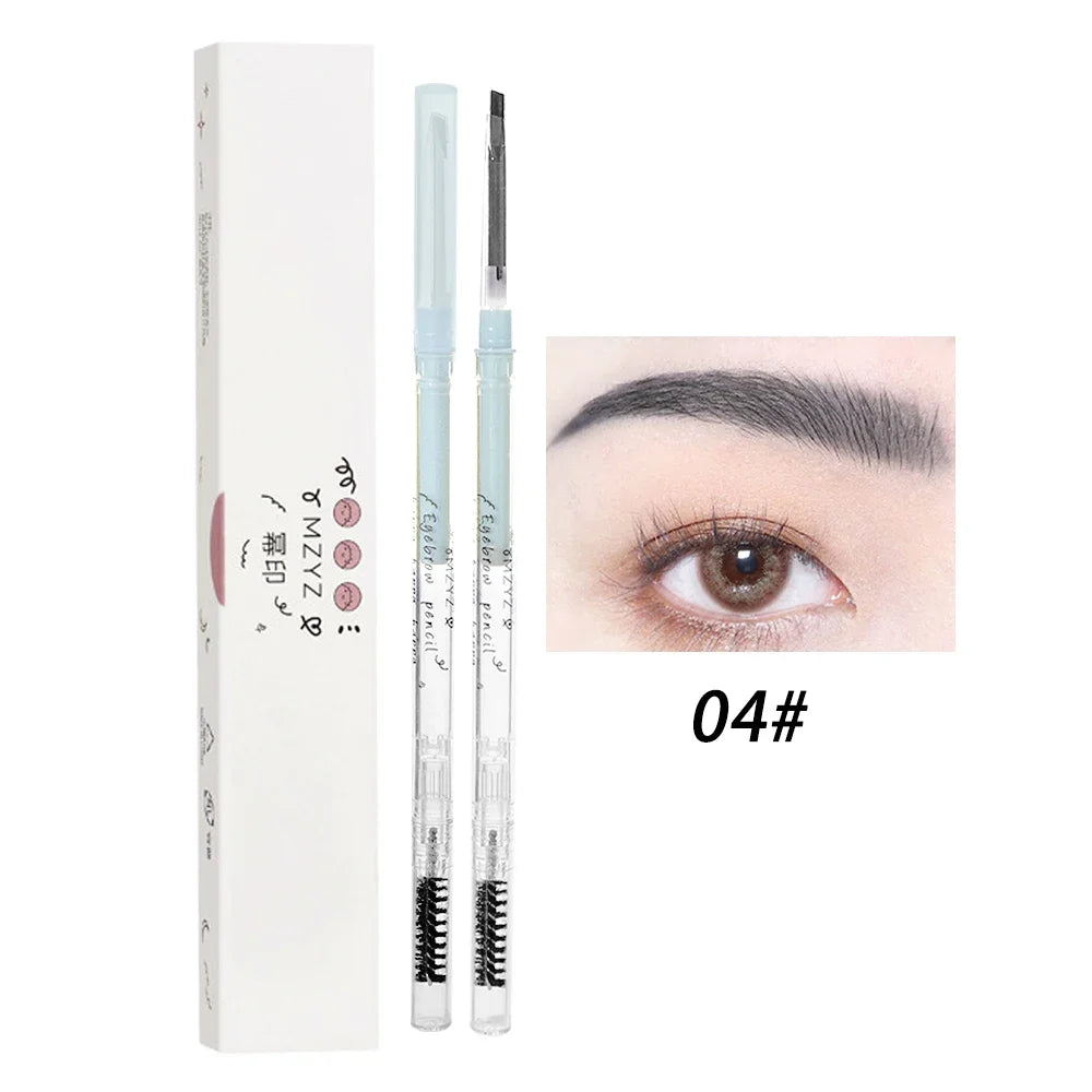 Dual-Ended Waterproof Ultra Fine Eyebrow Pencil & Spoolie Eyebrow Pencil QXL A04 Tea Grey