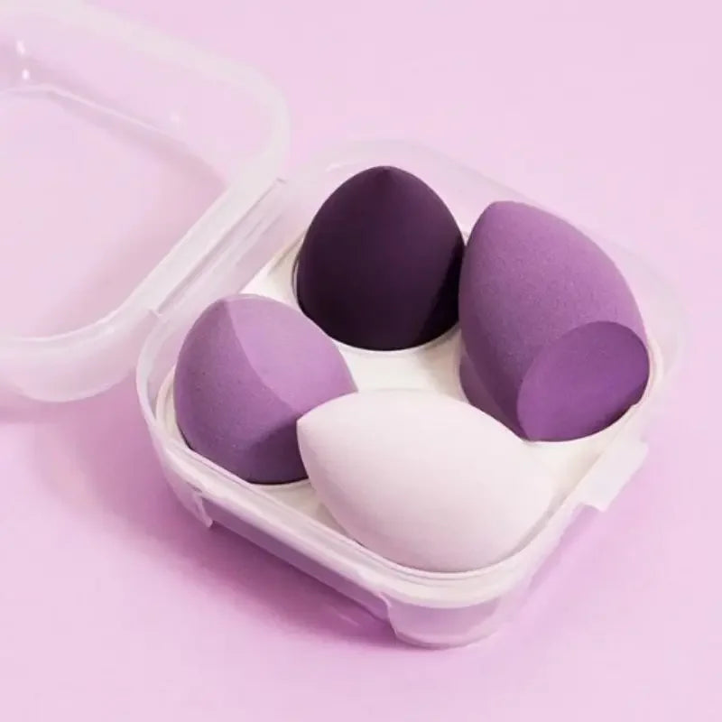 MOZHOU 4-Pack Beauty Blender Makeup Sponge Set | Egg Carton Makeup Sponge Set QXL PURPLE