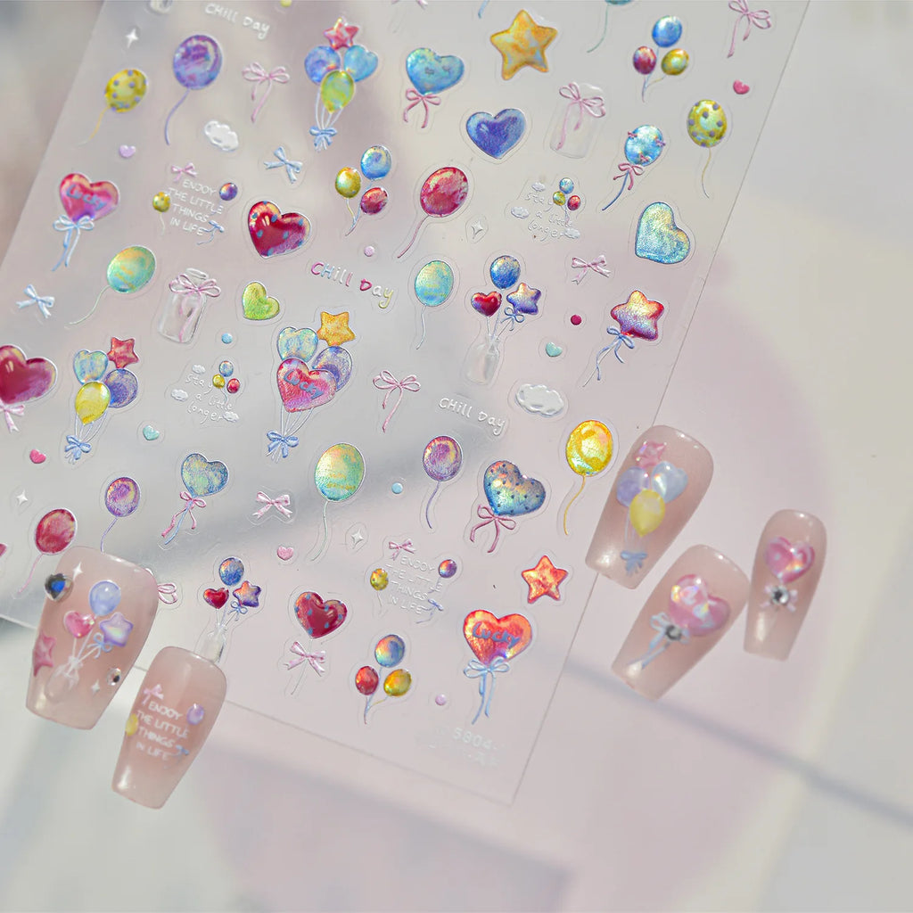 5D Holographic Nail Stickers – Dreamy Self-Adhesive Decals Nail Art Stickers QXL