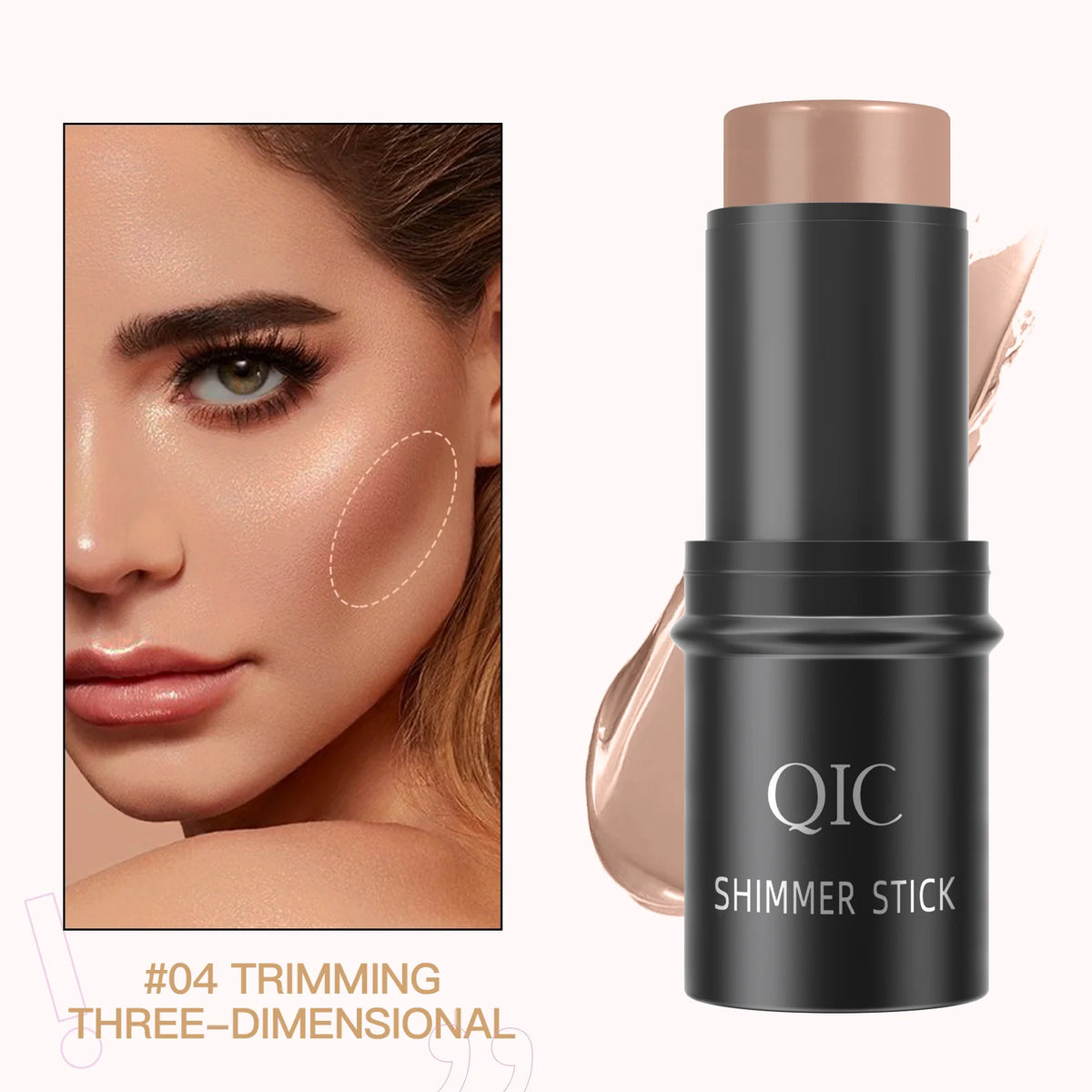 QIC Creamy Highlighter Contour Stick – Shimmer Blush Bronzer Highlighter Contour Stick QXL 04 6g
