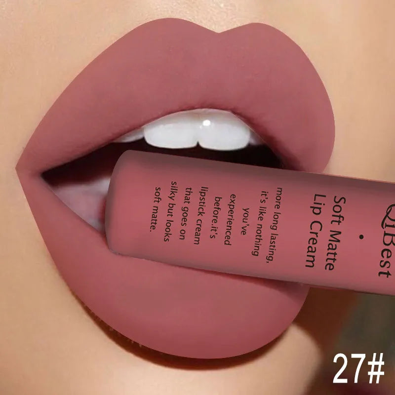 QiBest Velvet Matte Liquid Lipstick | 34 Shades, Waterproof Matte Liquid Lipstick QXL 27