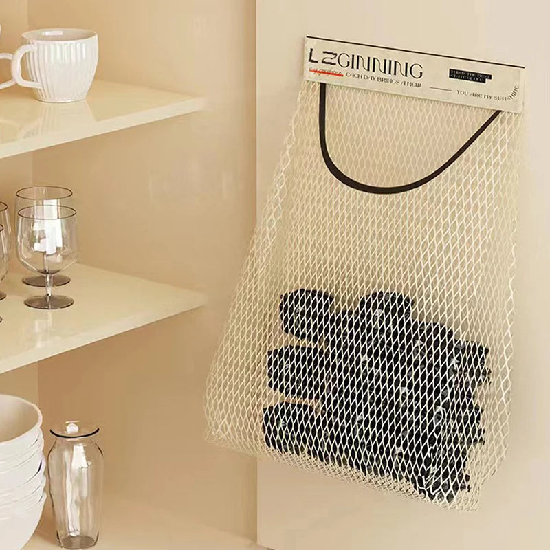 Wall-Mount Mesh Hanging Storage Bag | Kitchen Organizer Hanging Storage Organizer QXL