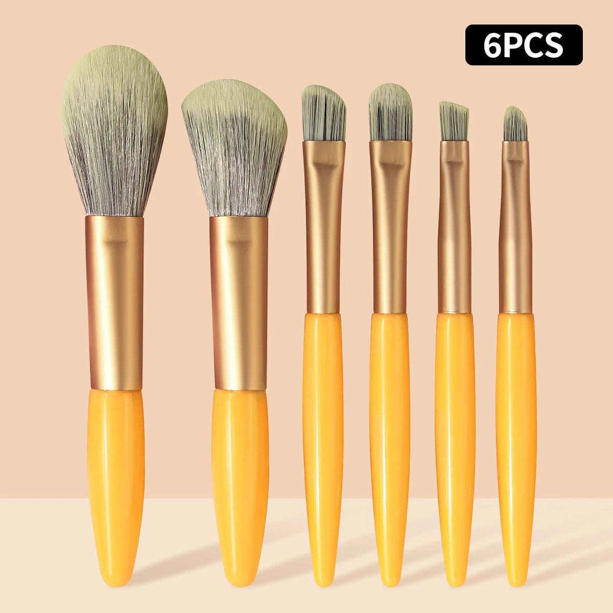 KOSSHOW 6-Piece Portable Makeup Brush Set – Vibrant Orange Makeup Brush Set QXL Gold