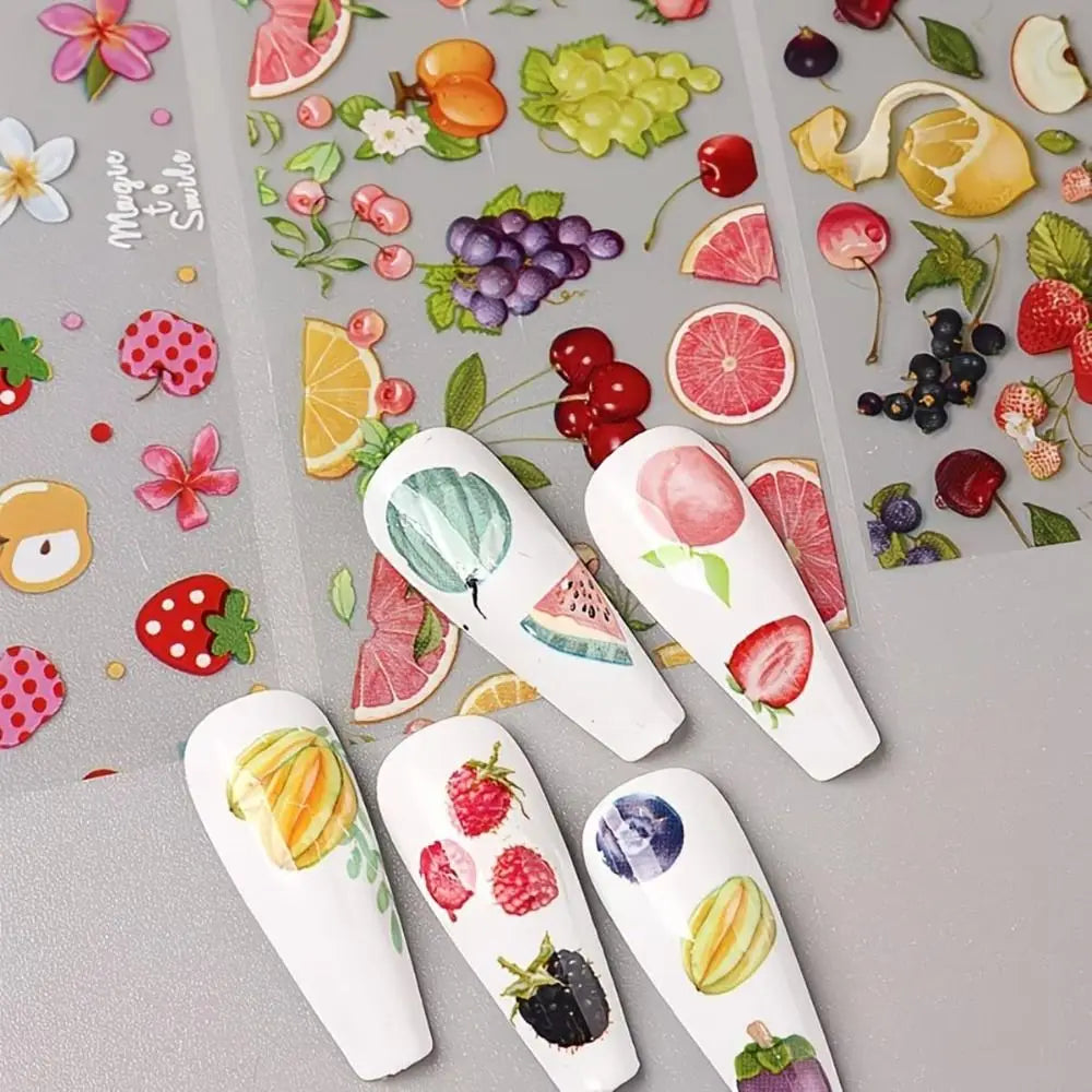 Fruit & Flower Nail Art Foil Stickers | Lemon Strawberry Decals Nail Art Stickers QXL
