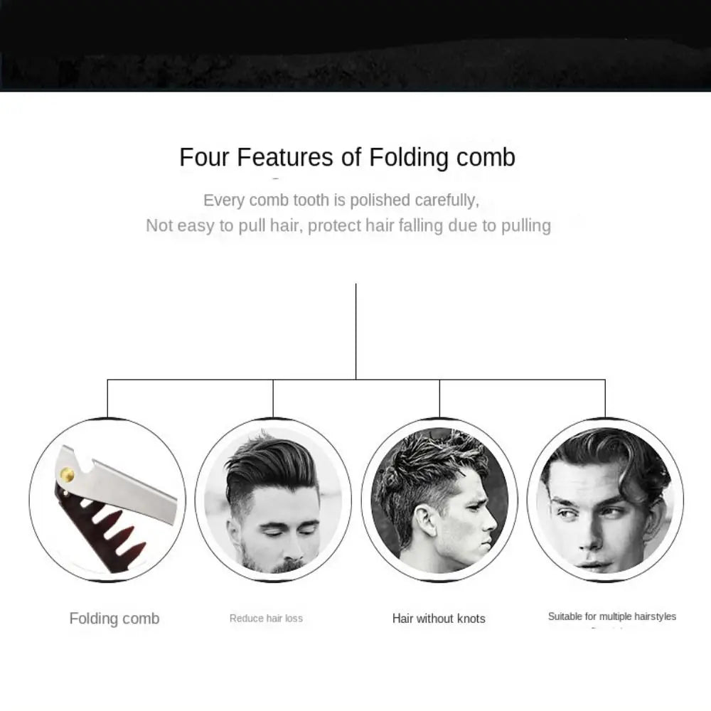 Stainless Steel Foldable Men's Comb | Pompadour Hair Styling Men's Hair Comb QXL