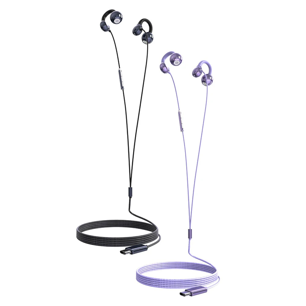 Clip-On Wired Earphones USB-C & 3.5mm | HD Mic | IPX4 Wired Clip-On Earphones QXL