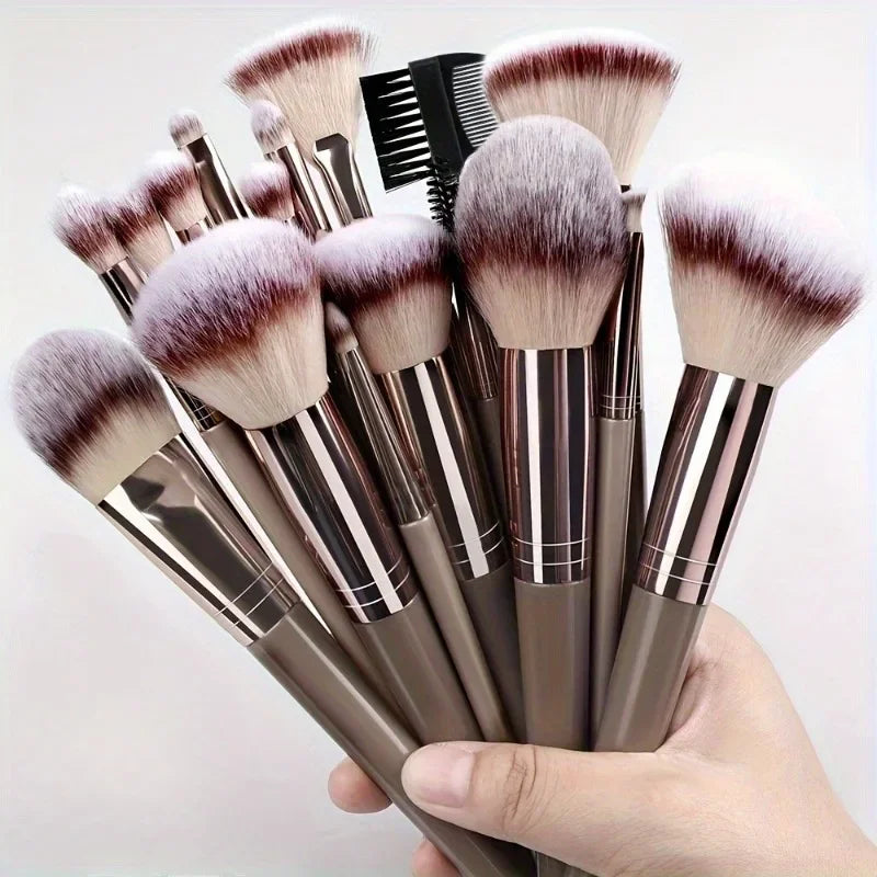 16-Piece Champagne Gold Professional Makeup Brush Set Makeup Brush Set QXL