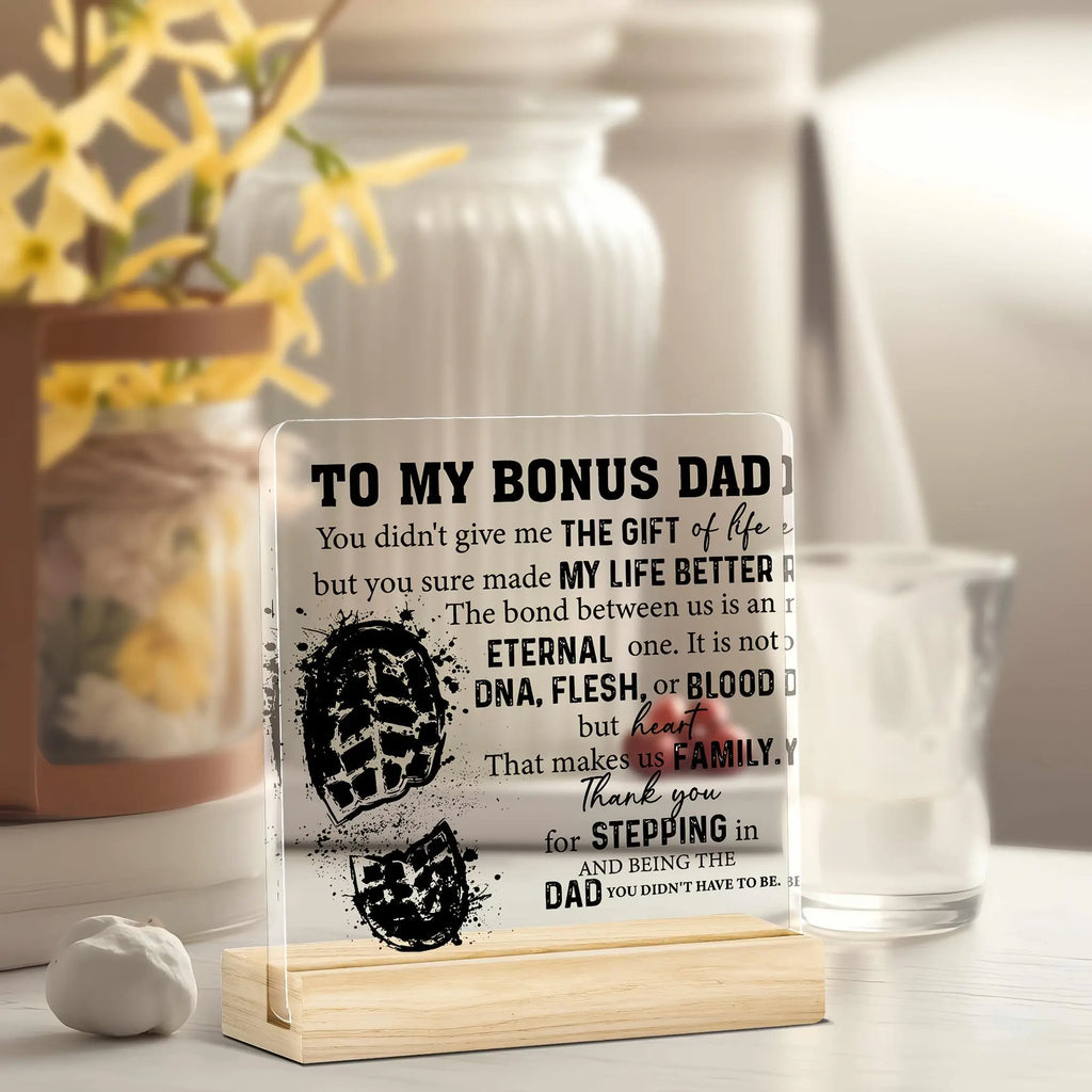 Bonus Dad Acrylic Plaque | Stepdad Father's Day Gift Decorative Desk Plaque QXL