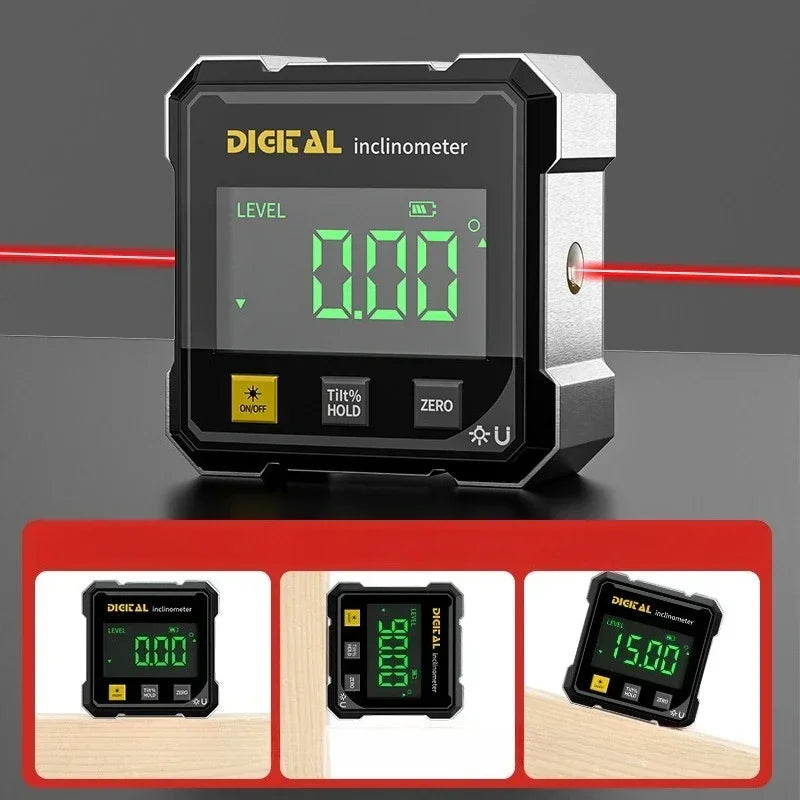 360° Magnetic Digital Angle Gauge | Laser Level Protractor Digital Angle Gauge QXL black-2 E