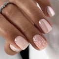 French Pink Short False Nails – 24-Pc Full Cover Round Tips Press-On False Nails QXL W518