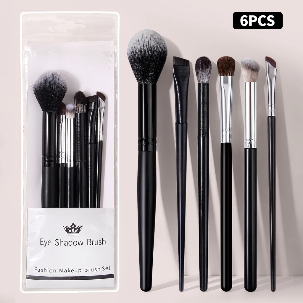 KOSSHOW 6-Pc Makeup Brush Set | Blush, Eyeshadow & Brow Kit Makeup Brush Set QXL