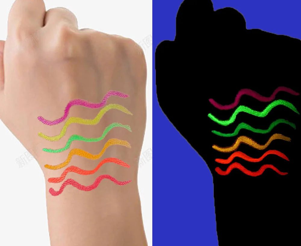 UV Glow Liquid Eyeliner Set – 6 Fluorescent Colors, Waterproof UV Glow Eyeliner QXL