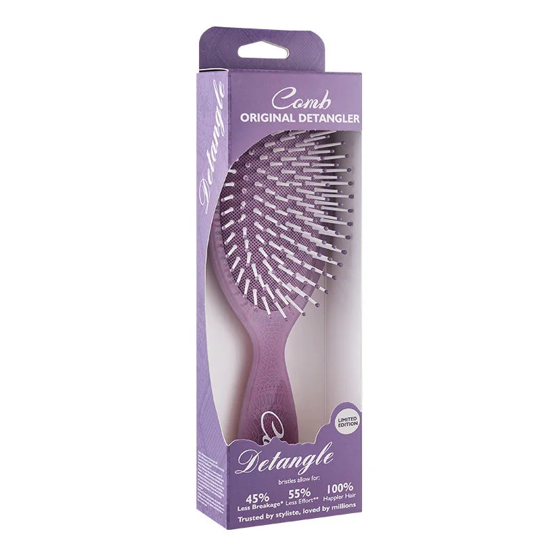 Floral Air Cushion Hair Brush – Detangling Scalp Massage Air Cushion Hair Brush QXL purple box pack