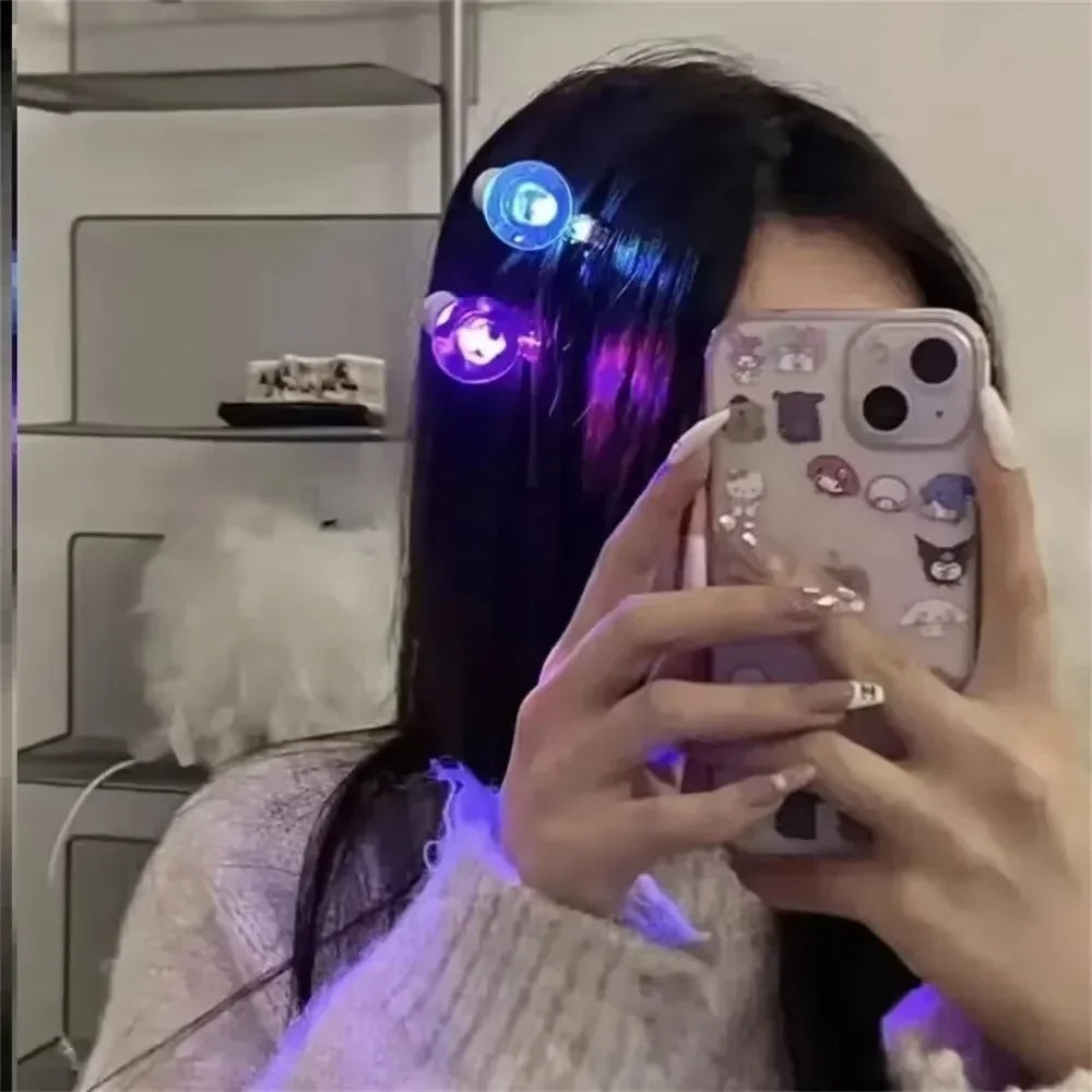 Glowing Light Bulb Hairpin | Luminous Side Clip for Girls Novelty Hair Clip QXL