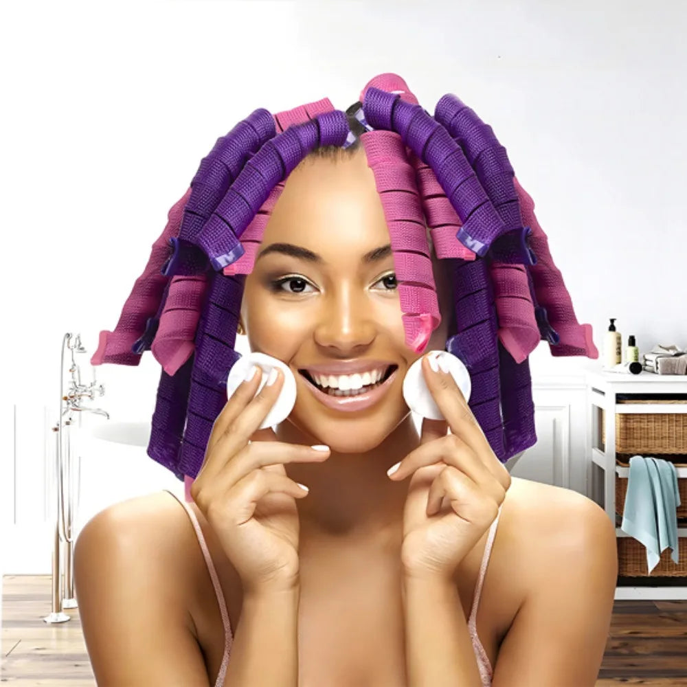 12-Pack Heatless Spiral Hair Curlers | No-Heat Bendy Rollers Heatless Hair Curlers QXL