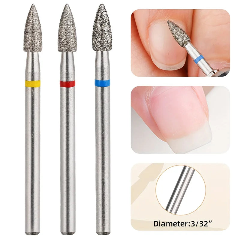 FUMOSIK 3-Pack Diamond Nail Drill Bits | Gel Remover Set Nail Drill Bits QXL