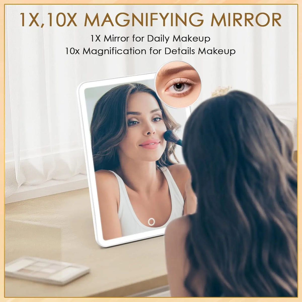 Rotating LED Makeup Mirror 10X Magnification | Lighted Vanity LED Makeup Mirror QXL
