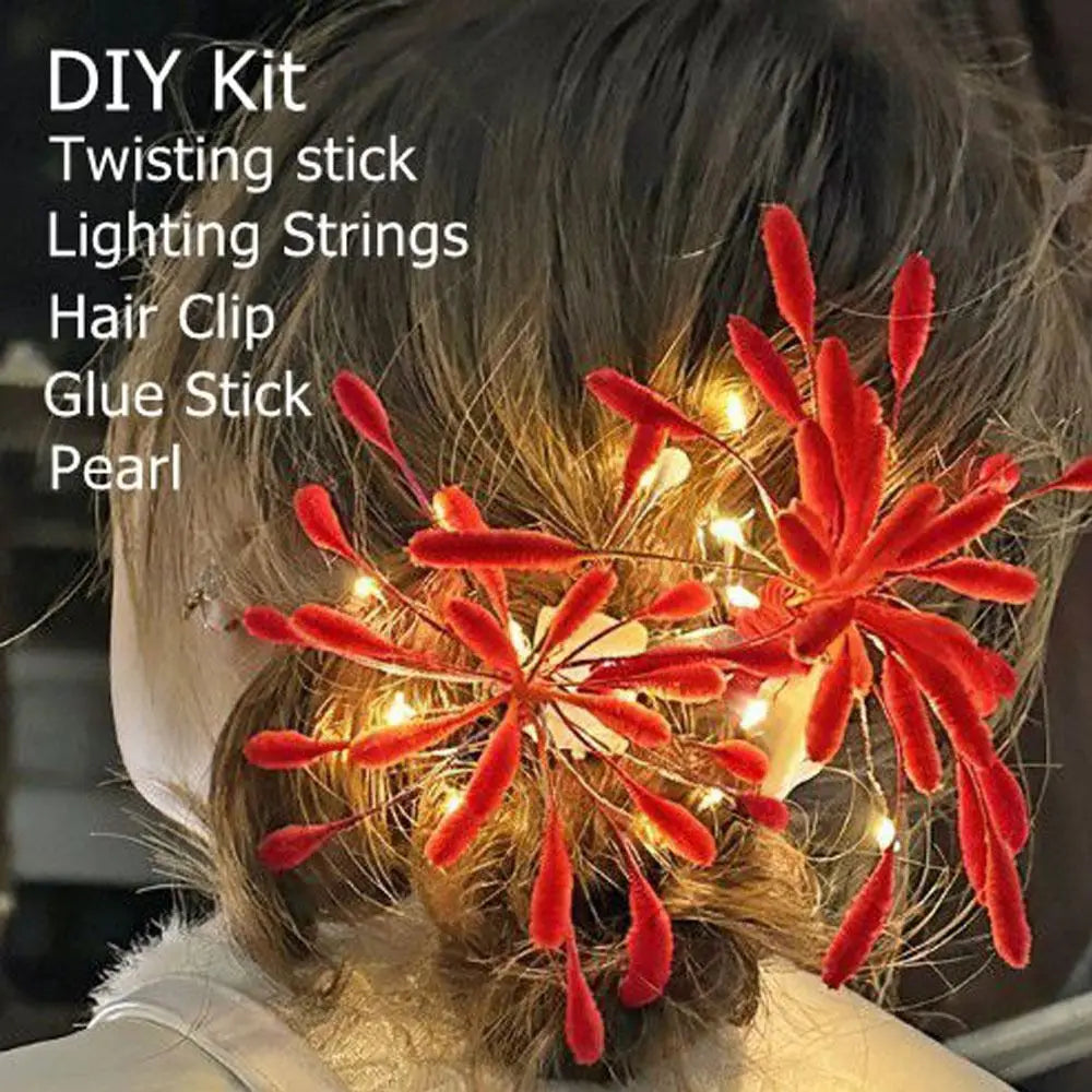 DIY Glow Color Strip Hair Clip | Handmade Flower Design Flower Hair Clip QXL