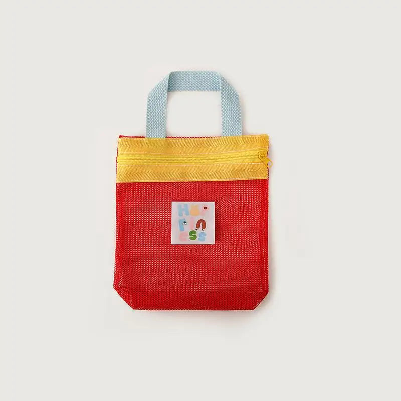 Mesh Makeup Bag | Hollow-Out Travel Toiletry Organizer Mesh Makeup Bag QXL Red